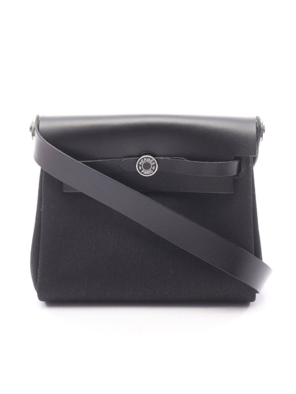 Hermes Shoulder Bag Herbag Zip Mini Black Canvas Leather - Picture 1 of 5